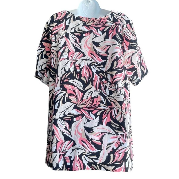 Catherines Floral Tunic T-Shirt Women's Plus 1X Multicolor Short Sleeve Casual - Picture 2 of 4